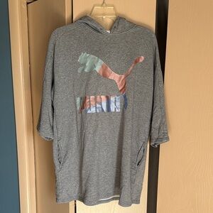 Puma Multicolor Logo Gray Tunic Hoodie